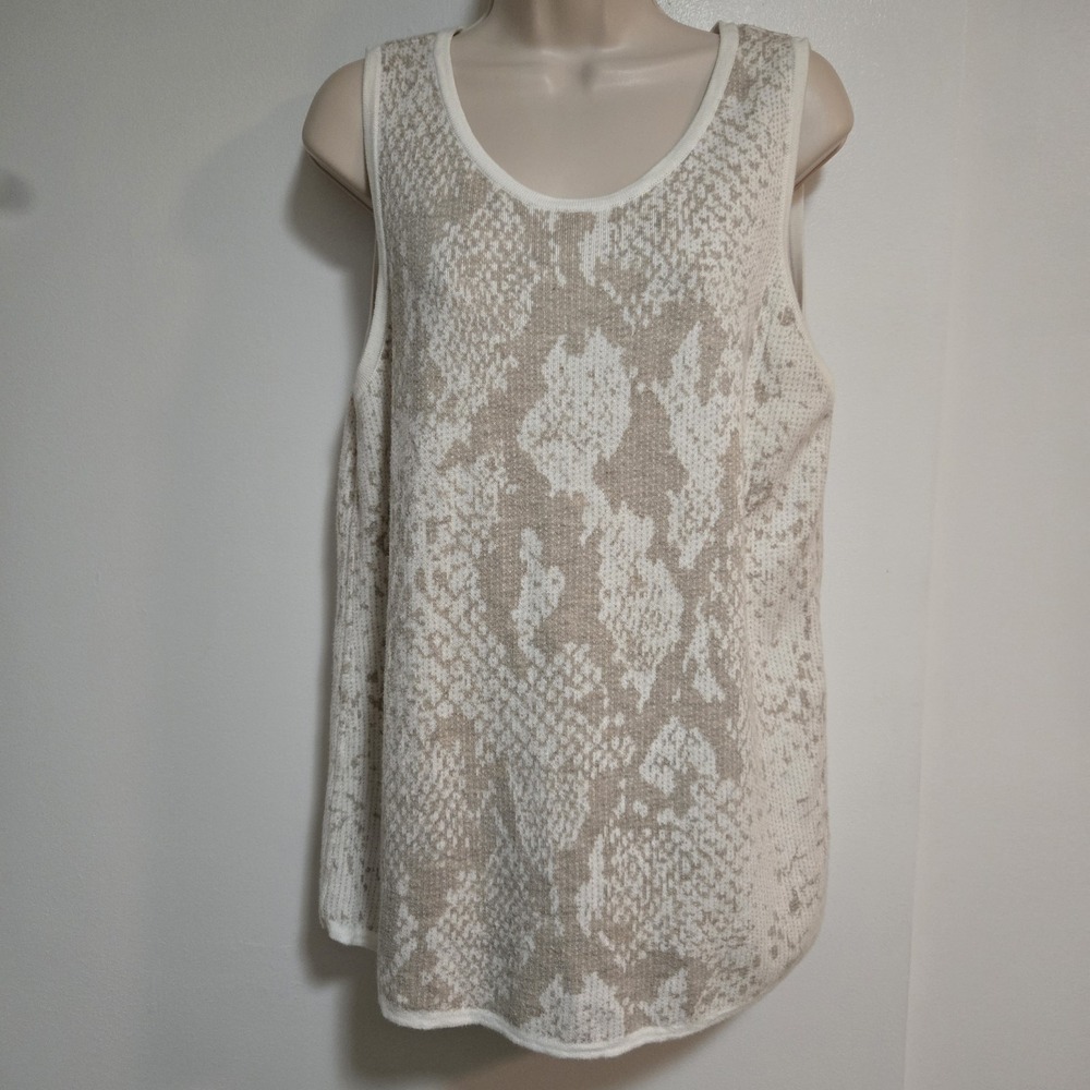 ZENERGY Chico's  Size 2 (L) White Cotton Rayon Cashmere Blend Tank Sweater Vest‎